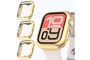 JDBLHM (3 Packs) 44mm Case for Apple Watch SE 3/SE/Serie 6/5/4 Screen Protector,Soft Case TPU HD Cover Overall Protective for iWatch 44 mm 3 Gold
