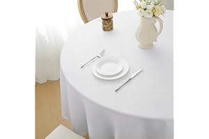 Softalker Mantel Mesa Redonda 240 cm Blanco Navidad Antimanchas Grande Manteles Redondo Impermeable Aspecto de Lino Ideal para Ocasiones Formales o Elegantes,como Bodas o cenas de Gala,cumpleaños