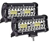 LTPAG 2 x Tractor LED Spotlights, 7 Inch 120 W 24000 LM LED Work Lights 12 V-24 V Bar LED IP68 Waterproof Fog Light for Car,