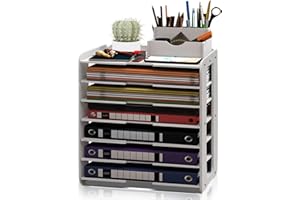SIGHTDAY Desk Organiser,Desk Tidy Organiser,Letter Tray Organiser File Shelf A4 Paper Tray File Letter Tray Holder For Office Home School Desk Tidy (7 Tier White)