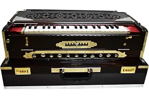 Vrindavan Bazaar 3 stämtungor, 9 skala växlare Harmonium Mörk Brun Scale Changer BRON