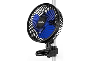 FanGoFast Clipfan/Ventilador con Clip 10W, Ventilador de Cultivo con Clip, Oscilación Manual EC Motor, 10 Velocidades, para Tienda de Cultivo (Azul Manual)
