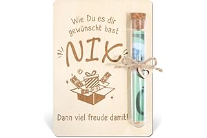 BOFUNX NIX Geschenk Geburtstag Holz Geldgeschenk Verpackung Geburtstag Nichts Geburtstagsgeschenk Wunscherfüller Weihnachten Geschenk mit Reagenzgläser für Frauen und Männer