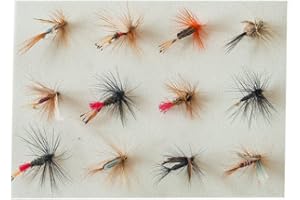 WURMBADEN Trockenfliegen Angel Set 12 gebundene Fliegen Forellenköder Kunstköder Forelle Trout Insekten Imitat