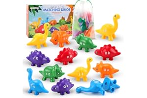 HANTEHON Matching Letters Game Fine Motor Skills Toys Alphabet Toys Double-Sided Dinosaur ABC Montessori Toys for 1 2 3 Years Old Baby Birthday 13 Pcs