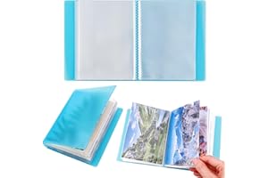 OTCRAFT 40 Pages/Set A6 Sticker Photo Storage Album; Stamp Cutting Dies Storage Book Organizer Folder for Postcards Stickers, Photo, Clear Stamps, and Cutting Dies 11.2x6.4inch（Blue）