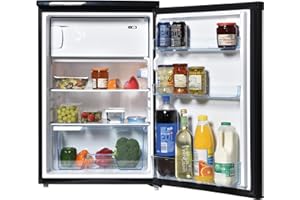 Igenix IG155B Freestanding Under Counter Fridge With 2 Adjustable Shelves, 1 Salad Drawer, 3 Door Shelves, Reversible Door, 95 Litre Capacity Fridge, 14 Litre Ice Box, 55 cm Wide, Black