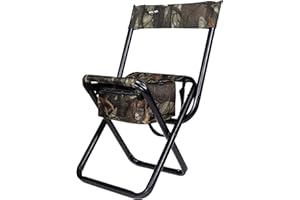 Allen Company - Sgabello da caccia pieghevole mimetico con schienale e contenitore, gambe in acciaio resistente, G2-14 L x 16,75 W x 29 H pollici