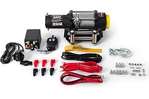 KANGAROO WINCH Elektrische Seilwinde 12V - 4500 LBS / 2040 kg Zugkraft - Ideal für ATV, Quad und Offroad Einsätze - Robuste Konstruktion - Inklusive Stahlseil und Funkfernbedienung (K4500)
