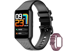 Baolubao Smartwatch Donna Uomo, 10 ATM Impermeabil con Cardiofrequenzimetro/SpO2/Sonno/Contapassi, Notifiche Smart Watch Orologio Fitness Activity Tracker per iOS Android (2 cinturini)
