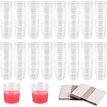 Goiio Kit 50 Bicchieri Graduati In Plastica 30 Ml + 50 Bastoncini In Legno, Per Resina Epossidica, Vernice E Miscelazione Fai Da Te - 3