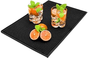 WONWOOD_DIRECT Bar Service Matte, Bar Mat 45x30cm Barmatte Gummi Bar Zubehör Abtropfmatte Geschirr Trocknungs Pad Überlaufmatte Schnell Trocknend Rutschfest für Bar Club Küche Café für Abtropfständer Schwarz
