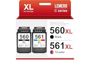 Lemero 560 561XL Patronen Kompatibel für Canon Druckerpatronen 560 561 XL Multipack PG-560 CL-561 für Canon Pixma TS5350 TS5351 TS5352 TS5353 TS7451 Drucker(Schwarz/Farbe,2-Pack)