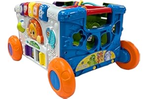 VTech Baby Sort & Discover Activity Wagon, Pull Along Light-up Activity Panel with Manipulatives, Animals, Numbers & Colours, Interactive Toy, Gift for Toddler 12, 18, 24 months +, English version