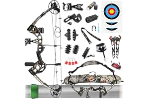 SHARROW Archery Compound Bow Kit 30-70lbs Aluminum Alloy Adult Hunting Bow with All Bow Accessories and Carbon Arrows for Outdoor Shooting