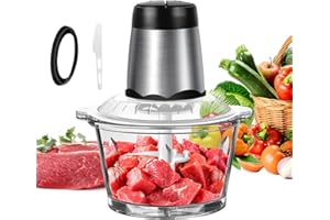 AUTOFATHER Zerkleinerer elektrisch mit 2L Glasbehälter,Professioneller Multi-Zerkleinerer mit 4-Edelstahlklingen,Fleischwolf,Universal Zerkleinerer Chopper für Fleisch,Zwiebeln und Gemüse,2 Geschwindigkeiten