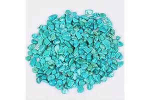 June&Ann Blue Howlite Turquoise Tumbled Chips Stone, Crushed Pieces Irregular Shaped Healing Reiki Stones for Jewelry Making Home Decoration, 1 pound (about 460 gram), ca. 5-7mm Length Each