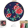 Embroidery Kit for Beginners with Pattern Instructions, Cross Stitch Kits with Plastic Embroidery Hoop, Embroidery Cloth with Floral Pattern, Needles and Color Threads, Adults Craft Kit, Gifts.