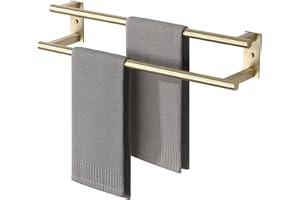 Mooche Porte Serviette Salle de Bain, Longueur 60 CM, Barres Porte-Serviettes Support Mural, en Acier Inoxydable, Porte Serviette de Bain Antirouille et Durable, Doré