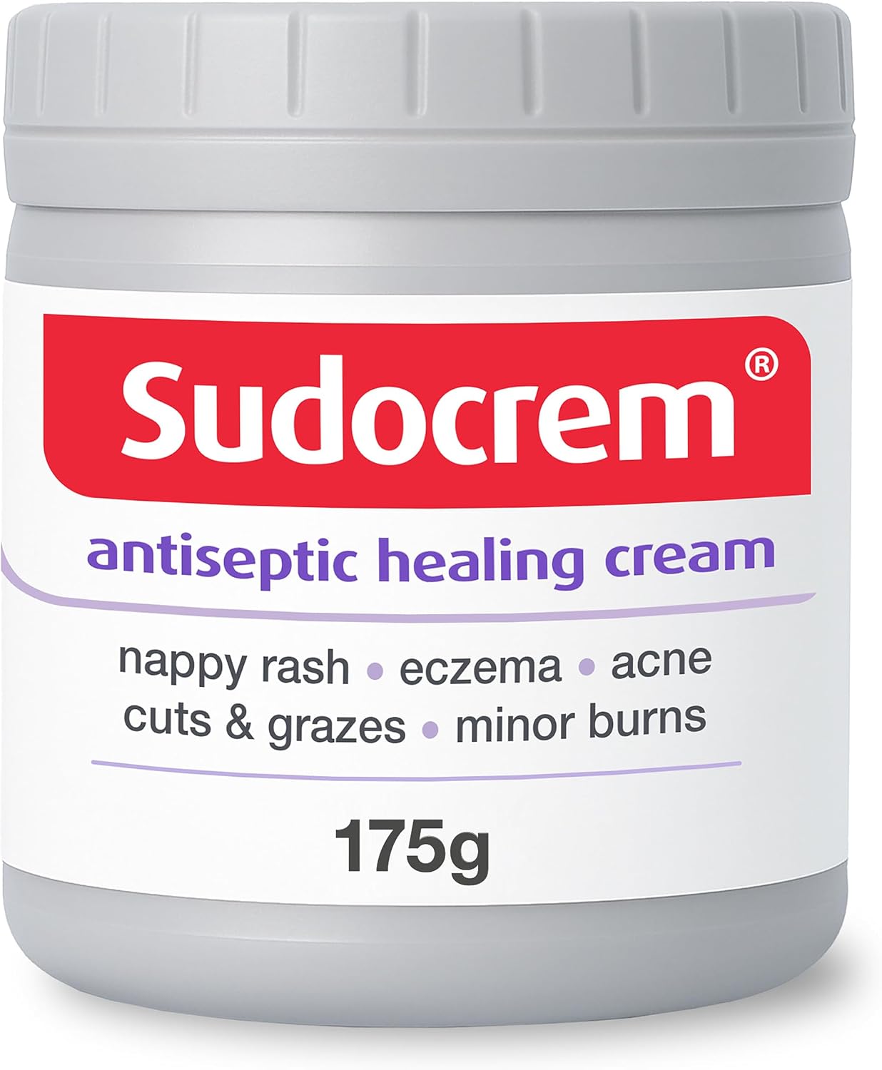 Sudocrem® Antiseptic Healing Cream, Zinc Oxide Cream for Nappy Rash, Eczema, Acne, and Minor Burns, 175g (Pack of 1)