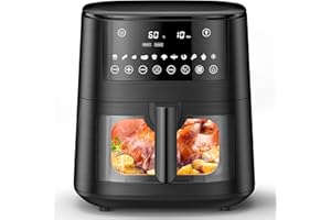 Freidora de Aire 7,2L con Ventana, Freidora Sin Aceite XXL 13 en 1, Función Mantener Caliente, Precalentamiento, Descongelaci