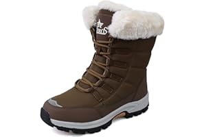 King Glory Donna Inverno Stivali Trekking Doposci Donna Ragazza Stivaletti Invernali Antiscivolo Caldo Pelliccia Scarpe Stringate Donna Outdoor Boots