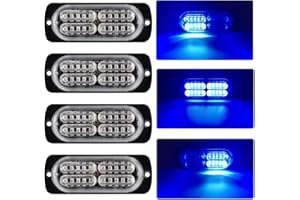 yifengshun 4X 20LED Bleu Led Stroboscope Voiture Avertissement D'urgence Clignotant Strobe Lights Bar 12-24V Étanche pour la Construction Véhicule de Remorquage Van
