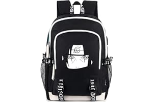 Roffatide Anime Naruto Sac à dos lumineux pour ordinateur portable avec port de charge USB et port pour casque