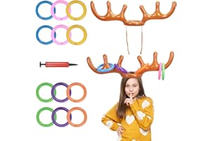 KATOOM 2 Sets Party Toss Games Inflatable Reindeer Antler Hat Game for Kids Adults Family with 12 Rings Summer Pool Games Easter Carnival Box Fillers Indoor Outdoor