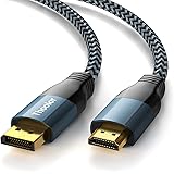 Thoolor 4K Câble DisplayPort vers HDMI, Cordon DisplayPort vers HDMI 1m 144Hz Câble DP vers HDMI Nylon Tressé Cordon DP HDMI