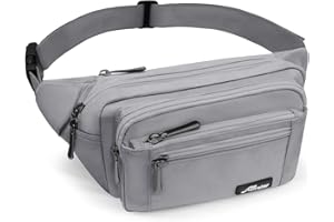 HNOOM Sac Banane Homme Femme Multipoches Sac Ceinture Ville Imperméable Sac Banane Voyage avec Housse de Pluie, Sacoche Banane Grande pour Balade Escalade Voyage Randonnée (Gris)