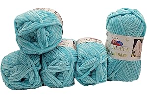 Ilkadim Export 5 x 100 Gramm Himalaya Dolphin Strickwolle, Babywolle einfarbig, 500 Gramm Wolle Strickgarn Super Bulky (Türkis 80335)