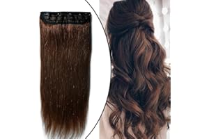 UK FASHION SHOP Extension Capelli Veri Clip Fascia Unica 45cm 90g 4 Marrone Cioccolato Remy Human Hair Naturali Umani Lisci Folti One Piece