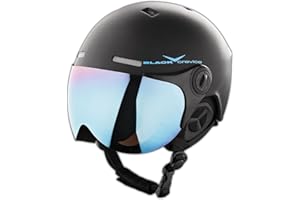 BLACK CREVICE Casque de Ski Saalbach I Casque de Ski avec visière Style Pilote diverses Couleurs I Hommes & Femmes INCL. visière de Rechange I Casque de Snowboard Unisexe I Taille réglable