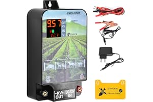 DNOYEVVS Kit de Clôture électrique, 10KM Clôture électrique pour bétail, Animaux, Électrificateur de clôture électrique, Haute Puissance, pour clôtures de pâturage