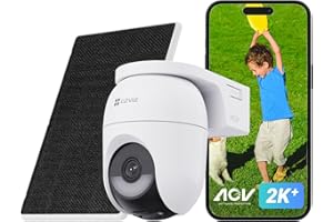 EZVIZ Cámara Vigilancia Exterior WiFi 4MP, AOV 360° con Batería 5200mAh, Detección de Forma Humana/Vehicular, Visión Nocturna Color, Defensa Activa, CB8 Lite + Panel Solar 5W, NO SD Tarjeta