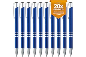 ‎GIMEI GIMEI® Metall Kugelschreiber 20 Stück | Premium Kugelschreiber Set Hochwertig, Kulli für einfaches & weiches Schreiben | Blauschreibender Kugelschreiber Blau als optischer Hingucker