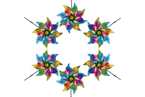 TSLBW Molinillo de viento reflectante de 30 cm, 6 piezas con láser, reflectante, arco iris, disuasorio, reflejo eficaz, jardín, granja (arcoíris)