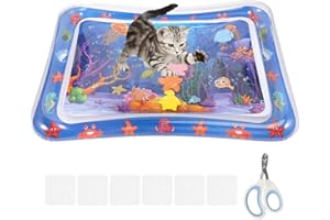 WATDENYFINE Wassermatte Katze Ausgestattet mit 1 Paar Nagelknipsern für Haustiere 10 Stück Folie und 1 Pumpe Wasserspielmatte Wasserspielmatte Katze Katzen Spielmatte Wasser Wasser Spielmatte Für Katzen und Hunde