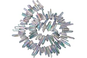 ‎KYEYGWO KYEYGWO Titanium Beschichtet Kristall Punkt Perlen Grobe Stein Sticks Spikes Natürliche Quarz Gebohrt 15 Zoll Strang Lose Perlen für Schmuck Machen