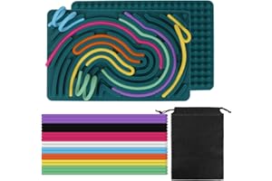 HUKUMA Sensorik Spielzeug Activity Board,Silicone Sensory Fidget Toys,Doppelseitiges Spielzeug Zur Autismus, Stress, ADHD, Anxiety Spiele Play Toy Für Kinder ab 3 Jahr, mit Reisetasche & 20 Schnüren