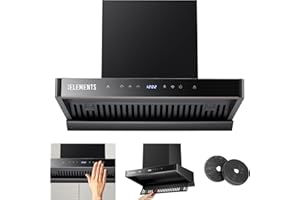 KB ELEMENTS Dunstabzugshaube 80cm, Umluft/Abluft Dunstabzugshaube mit 1350m³/h starke Saugleistung, 8 Einstellstufen, Aktivkohlefilter,Effizienz A+, ELK151H80