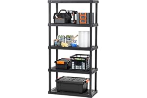 IRIS OHYAMA Iris USA 5 Tier Wide Plastic Garage Shelving Underground Indoor Outdoor
