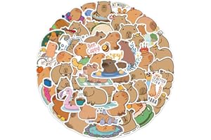 TACOMEXI Capybara 50 sztuk wodoodpornych naklejek winylowych na laptopa, zderzak, butelki z wodą, komputer, telefon, kask ochronny, naklejki na samochód i naklejki, dla dorosłych, dzieci, nastolatków