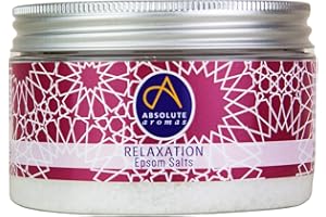 Absolute Aromas Sels de Bain Epsom Relaxation 300g - Sulfate de Magnésium infusé d'Huiles Essentielles 100% Pures - Huiles de Camomille, de Lavande et de Mandarine