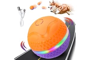Supore Palla Interattiva per Cani Taglia Grande, Ø 85 mm Palla Rotante Automatica, Palla Eelettrica a 360° con Luce a LED, Ricaricabile via USB, Palla per Cani Grande e Media (Viola + Zucca)