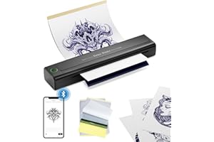 LIUMATE Stampante per Tatuaggi Bluetooth, Stampante Stencil Tattoo con 10 Carte di Trasferimento, Stampante Termica Tattoo Compatibile Con il smartphone,Tablet e PC per Artisti e Principianti
