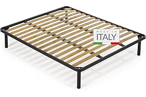 NUVOLA SCEGLI DI DORMIRE BENE NUVOLA Atena- Rete Matrimoniale 160x190 con Doghe in Legno, Struttura Letto Matrimoniale Ortopedica in Ferro con 2 Traversi, Durevole e Resistente, per Tutti i Tipi di Letti e Materassi, Made in Italy