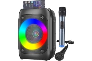 Karaoke bärbar Bluetooth-högtalare med 1 trådlös mikrofon och 1 trådbunden mikrofon professionell karaoke med PA-system och LED-ljus stöder Bluetooth/TF/USB/AUX/FM/TWS
