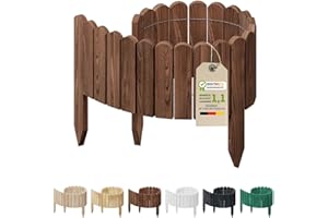 Floranica Rollborder Flexibler Holzzaun 100 x 20 cm Braun Beeteinfassung Deko für Gartenzaun Rasenkante Umzäunung Gartenzaun für Rasenflächen Hochbeete für Garten